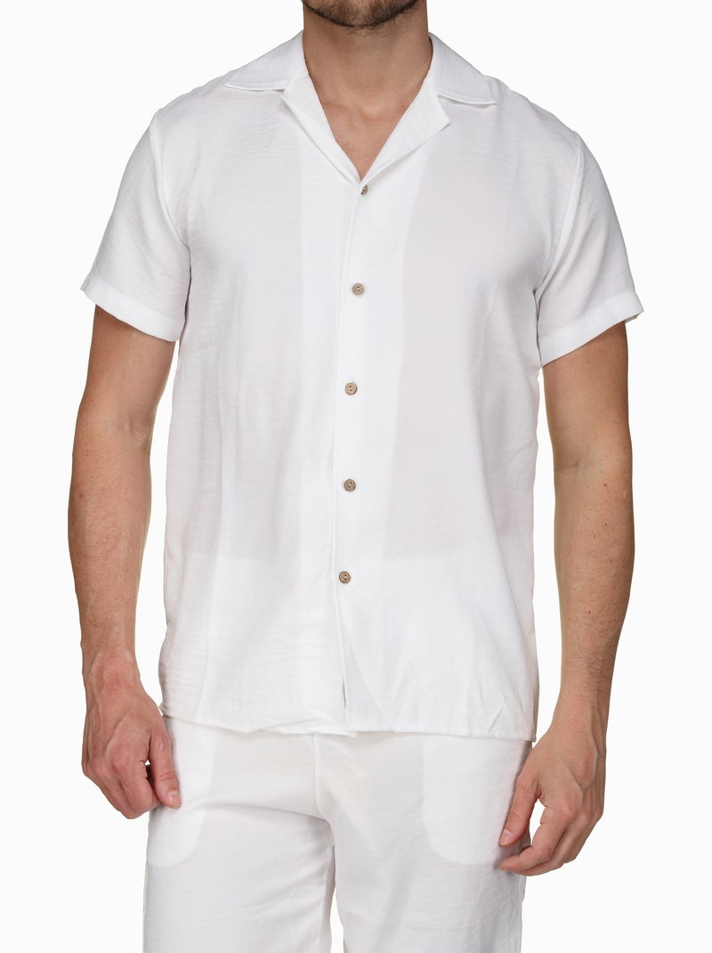 Conjunto de camisa y pantalón corto liso con textura - Frilivin Blanco - Kiabi