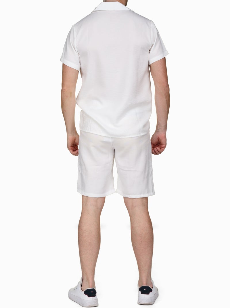 Conjunto de camisa y pantalón corto liso con textura - Frilivin Blanco - Kiabi