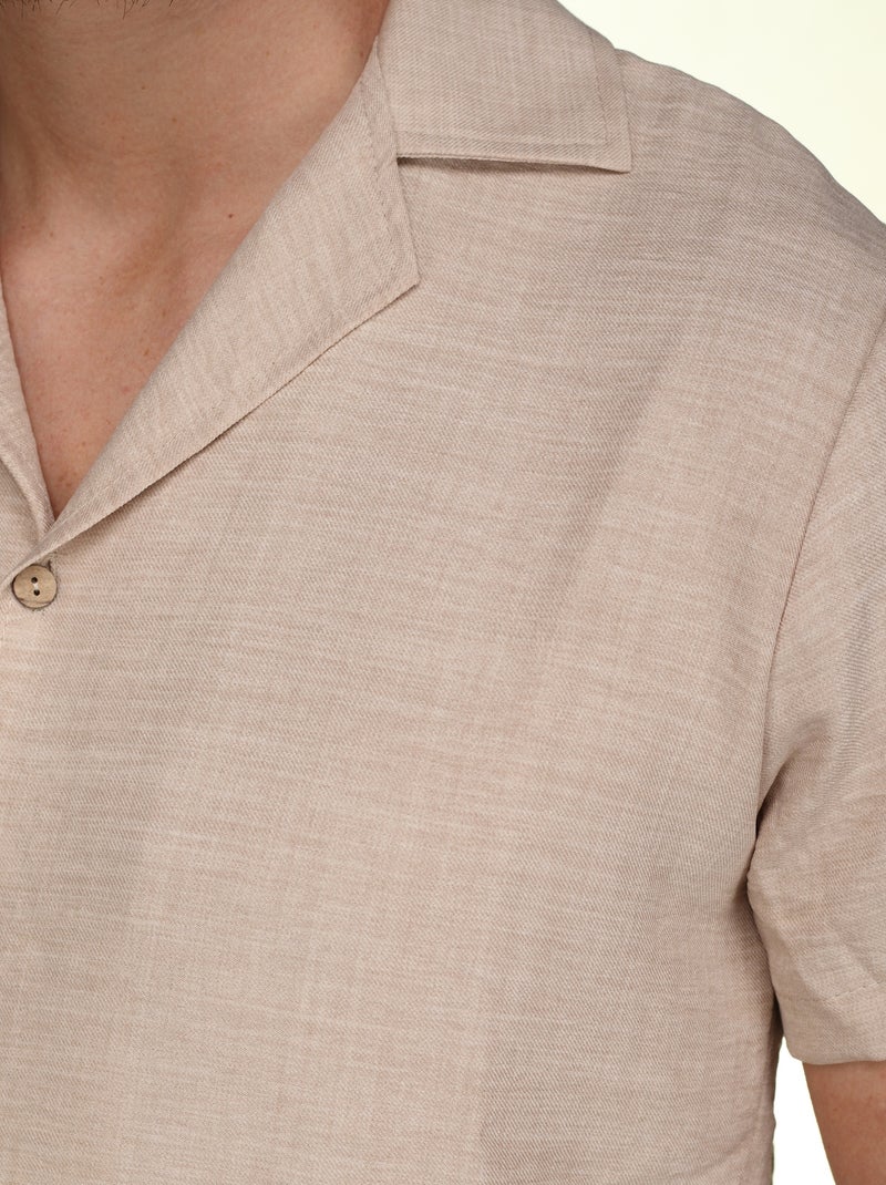 Conjunto de camisa y pantalón corto liso con textura - Frilivin Marrón - Kiabi