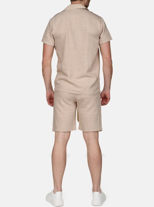 Conjunto de camisa y pantalón corto liso con textura - Frilivin - Kiabi