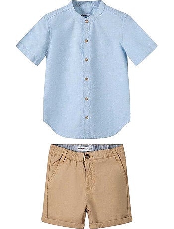 Conjunto de camisa y pantalones cortos diseño lisos niños - minoti