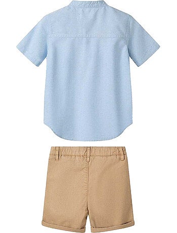 Conjunto de camisa y pantalones cortos diseño lisos niños - minoti