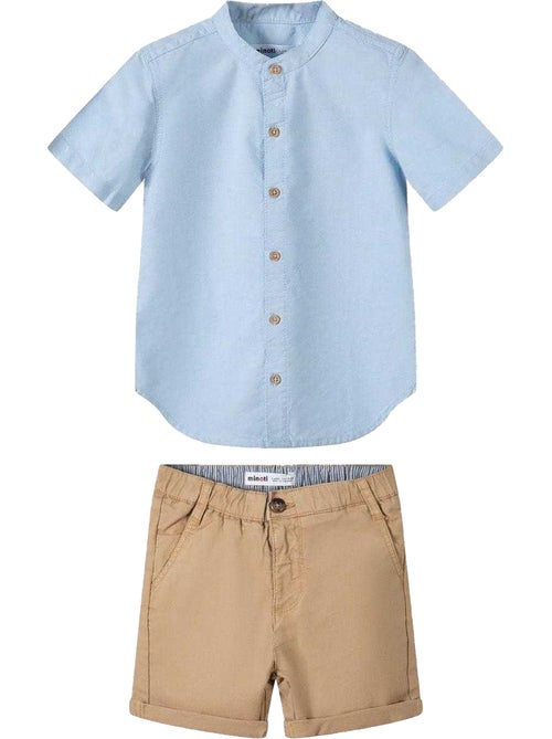 Conjunto de camisa y pantalones cortos diseño lisos niños - minoti - Kiabi Conjunto de camisa y pantalones cortos diseño lisos niños - minoti - Kiabi