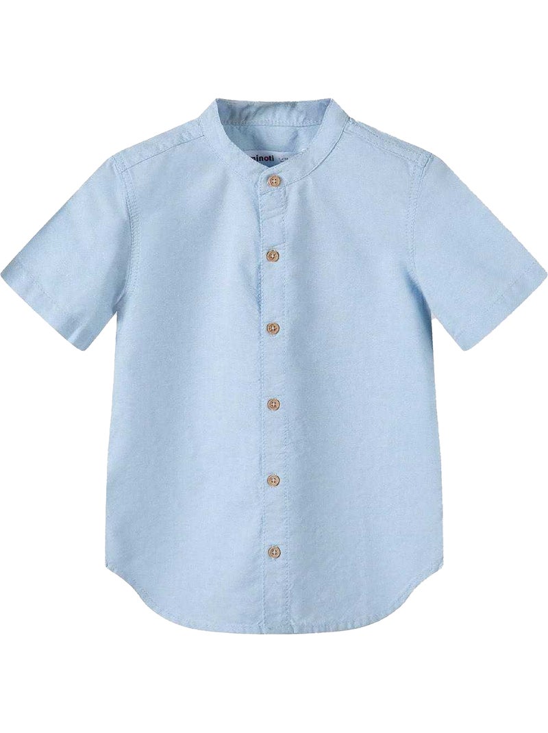 Conjunto de camisa y pantalones cortos diseño lisos niños - minoti Azul claro - Kiabi