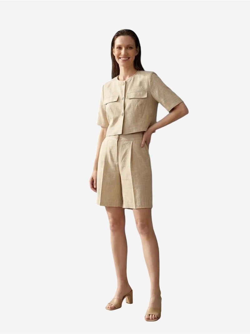 Conjunto de camisa y shorts de popelín de algodón my fashion Beige arcilla - Kiabi