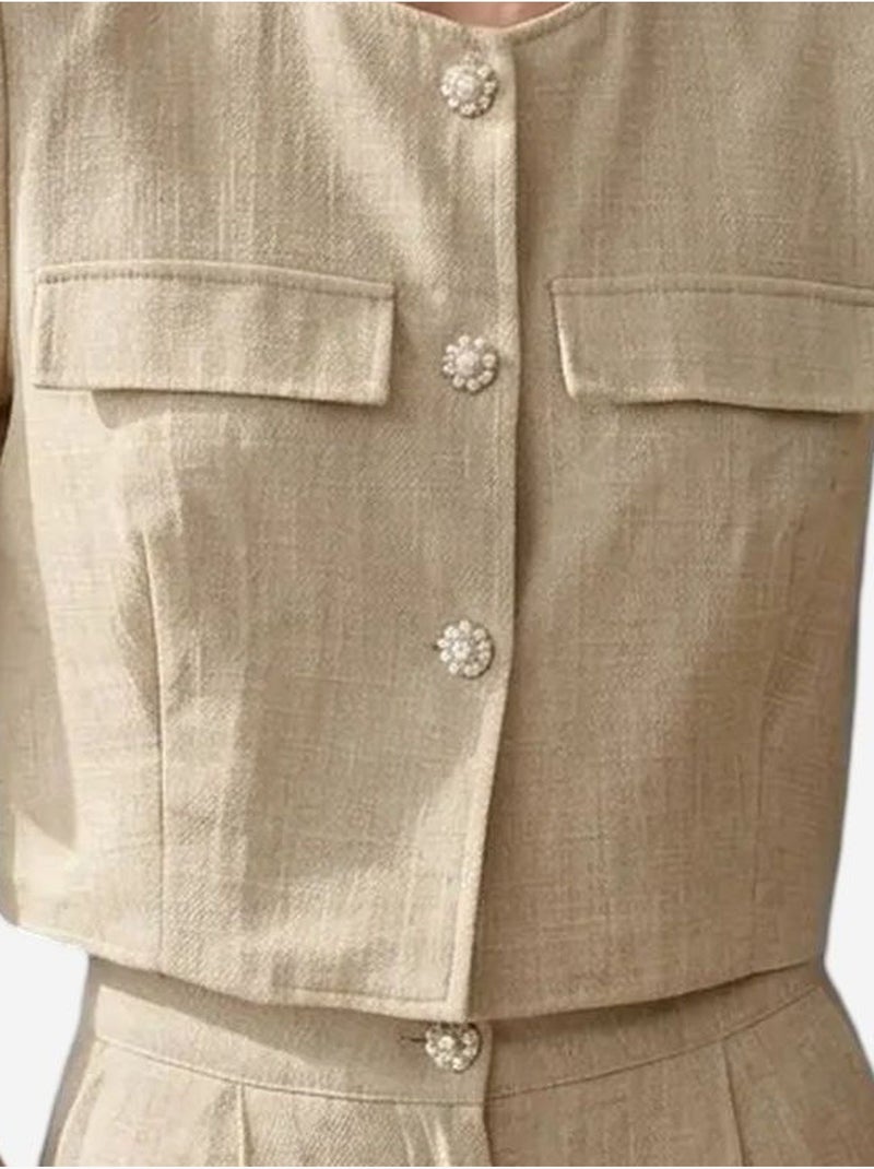 Conjunto de camisa y shorts de popelín de algodón my fashion Beige arcilla - Kiabi