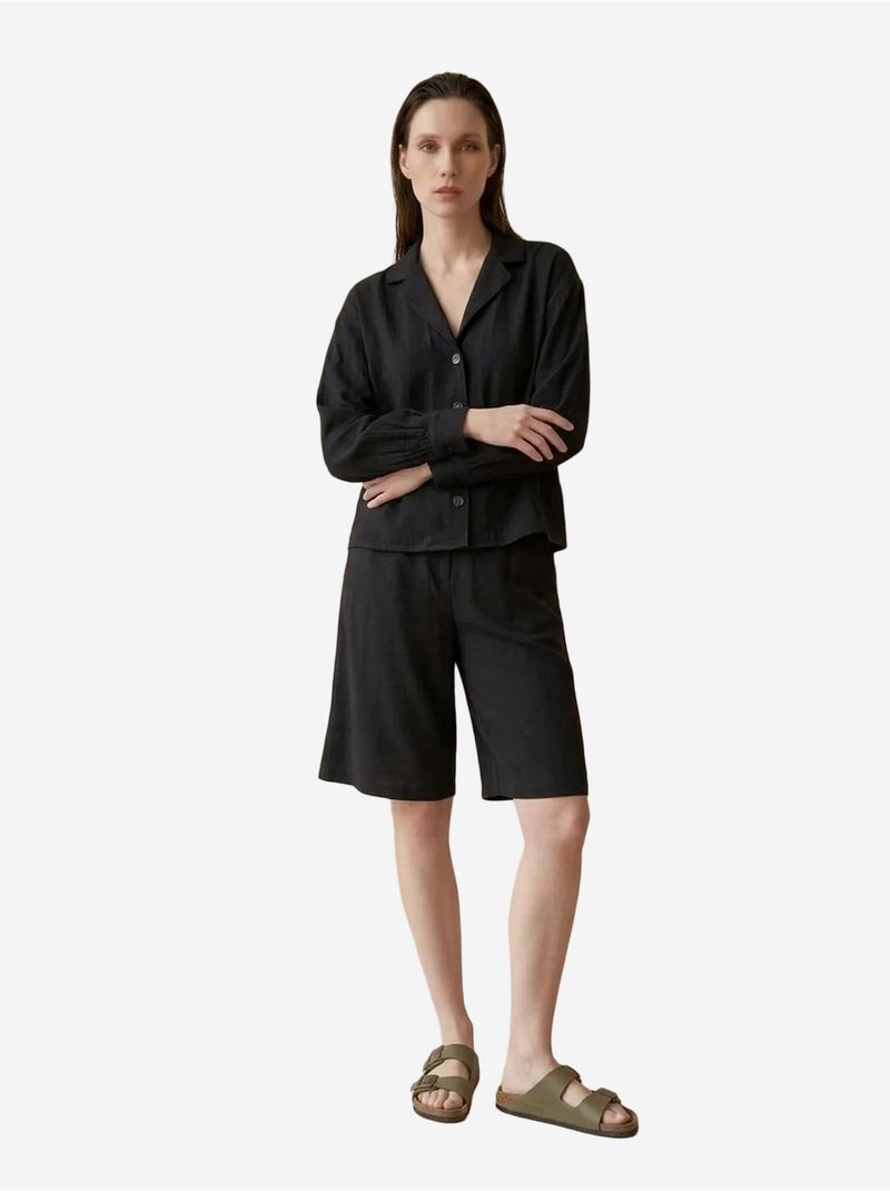 Conjunto de camisa y shorts de popelín de algodón my fashion Negro - Kiabi