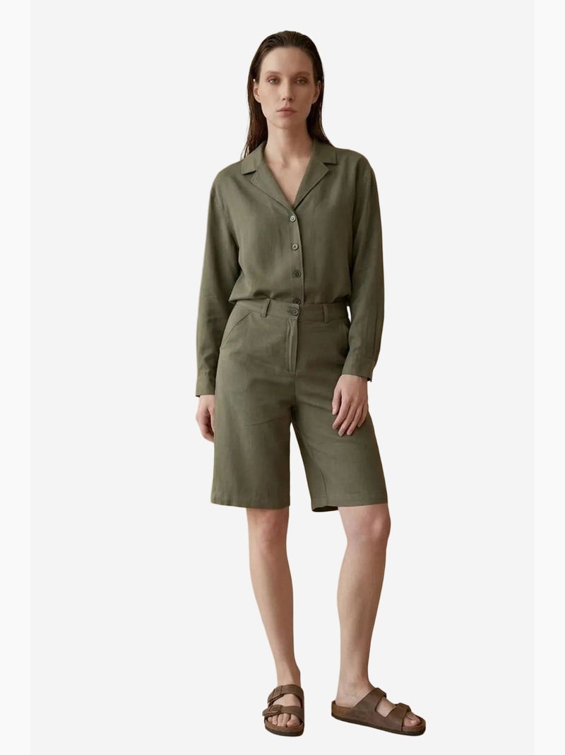 Conjunto de camisa y shorts de popelín de algodón my fashion Verde caqui - Kiabi