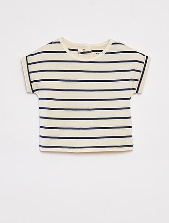 Conjunto de camiseta a rayas + pantalón vaquero - 2 piezas
