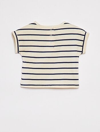 Conjunto de camiseta a rayas + pantalón vaquero - 2 piezas