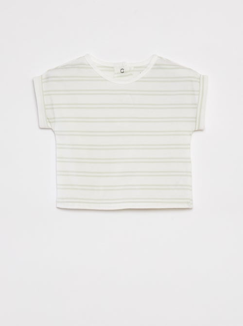 Conjunto de camiseta a rayas + pantalón vaquero - 2 piezas - Kiabi