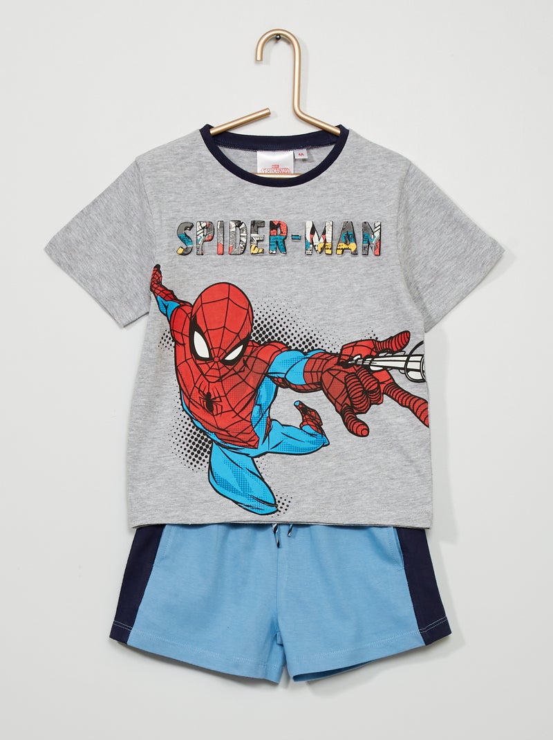 Conjunto de camiseta + bermudas 'Spider-Man' gris/azul - Kiabi