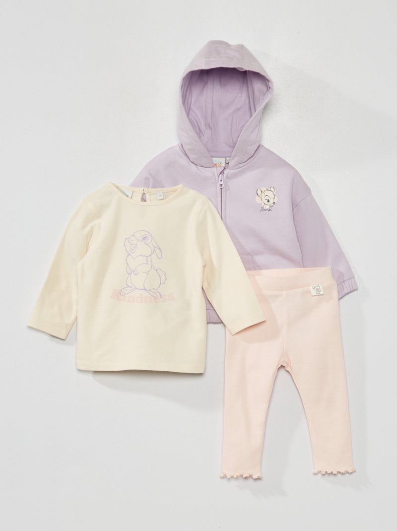 Conjunto de camiseta + chaqueta con capucha + legging 'Bambi'  - 3 piezas PURPURA - Kiabi