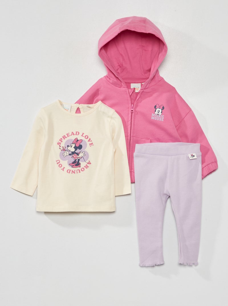 Conjunto de camiseta + chaqueta con capucha + legging 'Minnie'  - 3 piezas ROSA - Kiabi