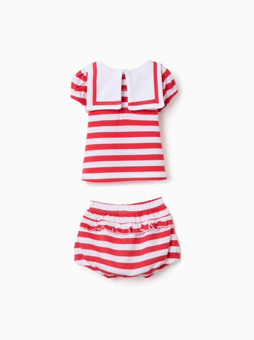 Conjunto de camiseta + cubrepañal de algodón y a rayas - Kiabi Conjunto de camiseta + cubrepañal de algodón y a rayas - Kiabi