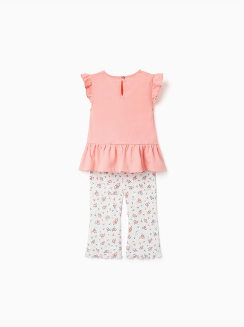 Conjunto de camiseta de algodón y pantalón acanalado - Kiabi Conjunto de camiseta de algodón y pantalón acanalado - Kiabi