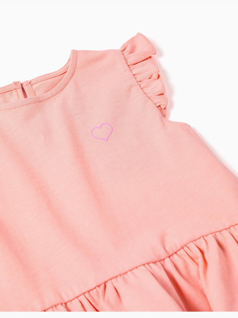 Conjunto de camiseta de algodón y pantalón acanalado Salmón - Kiabi
