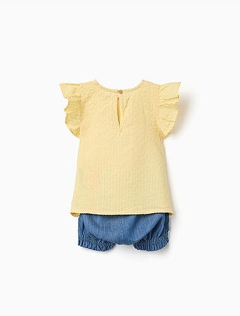Conjunto de camiseta de algodón y pantalón corto vaquero