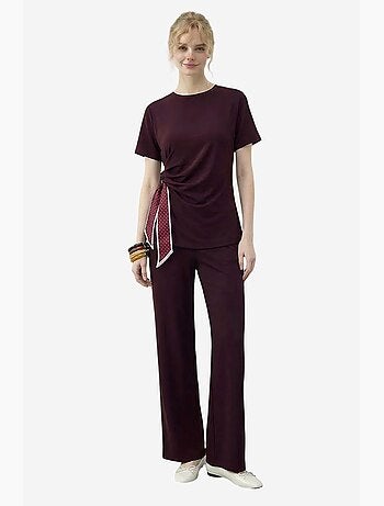 Conjunto de camiseta de cuello redondo y pantalón de pernera ancha lucci
