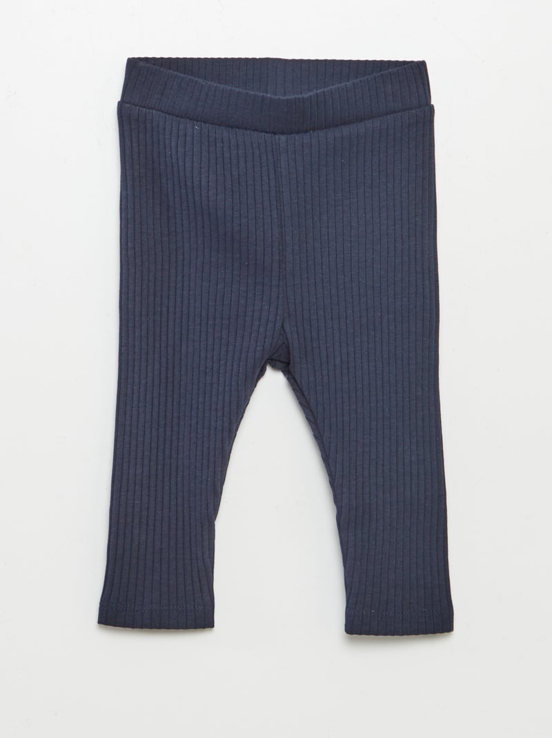 Conjunto de camiseta de flores + legging de canalé - 2 piezas BLANCO - Kiabi