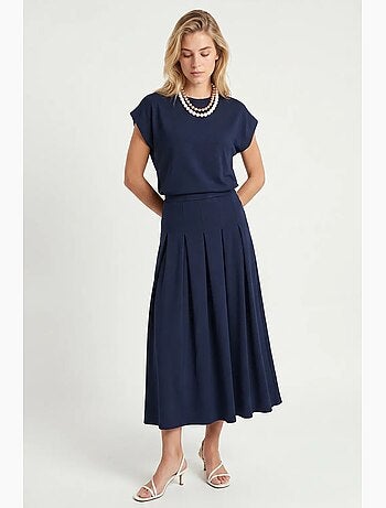 Conjunto de camiseta de jersey de algodón y falda midi istanbul