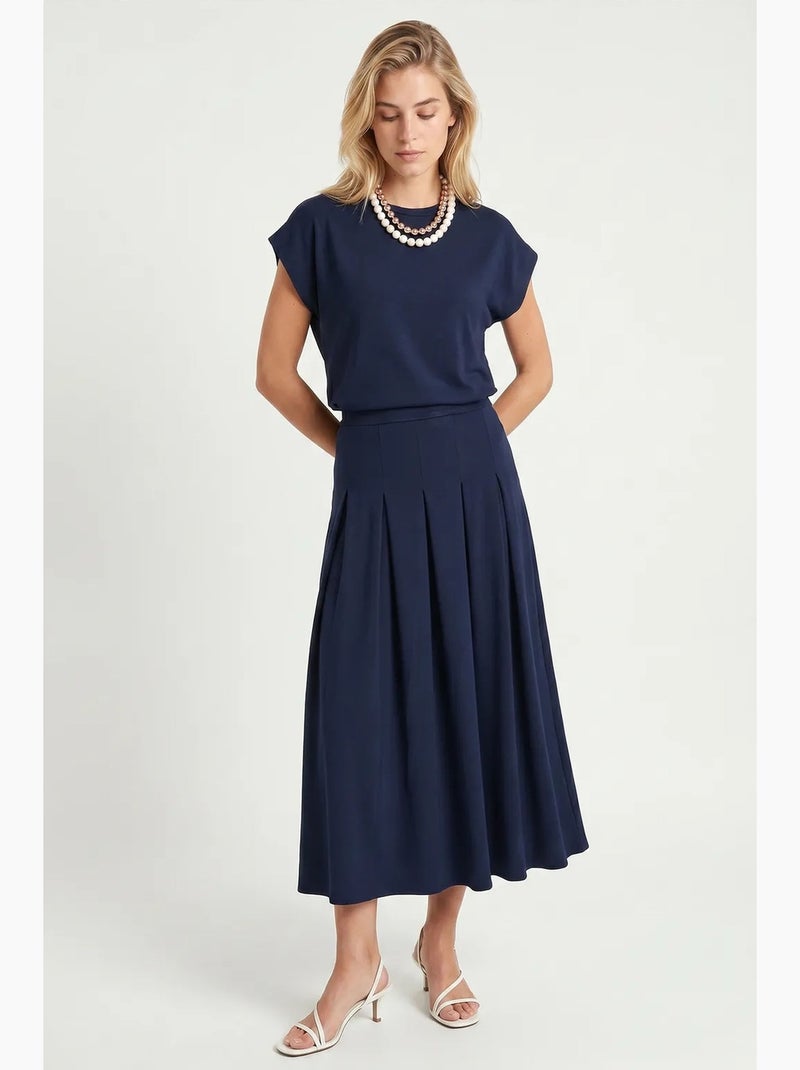 Conjunto de camiseta de jersey de algodón y falda midi istanbul Azul marino - Kiabi