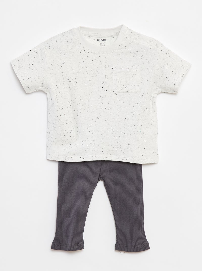 Conjunto de camiseta de manga corta + legging - 2 piezas Blanco - Kiabi