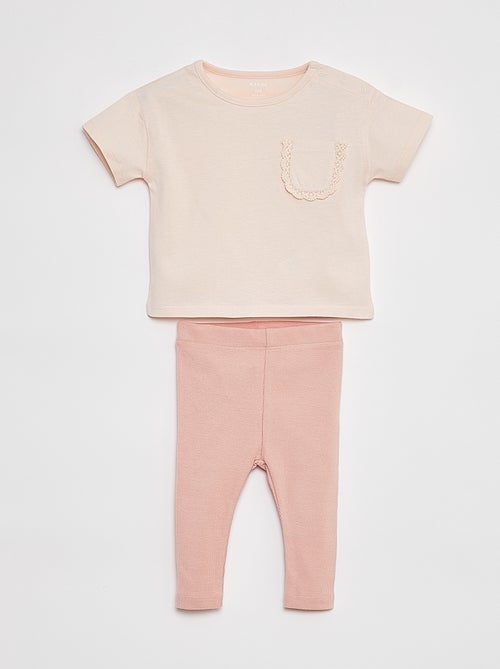 Conjunto de camiseta de manga corta + legging - 2 piezas - Kiabi