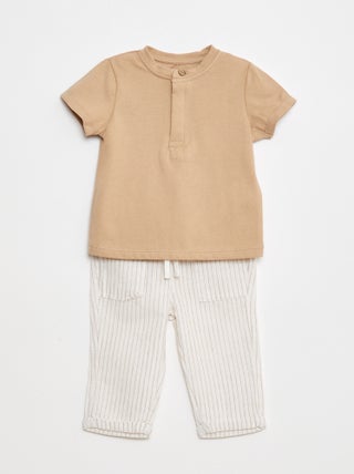 Conjunto de camiseta de manga corta + pantalón ligero - 2 piezas