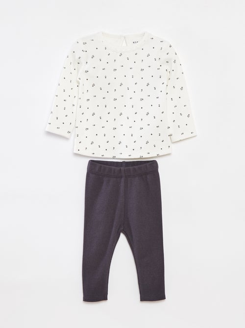 Conjunto de camiseta de manga larga + legging - 2 piezas - Kiabi