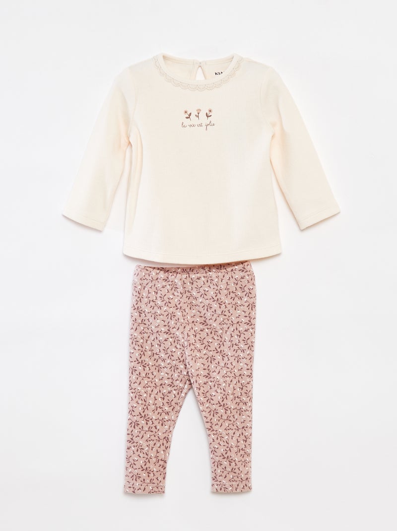 Conjunto de camiseta de manga larga + legging - 2 piezas Purpura - Kiabi