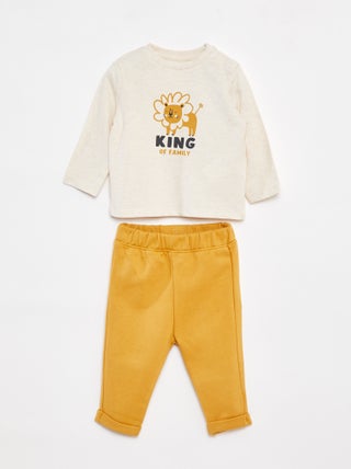 Conjunto de camiseta de manga larga + pantalón  - 2 piezas