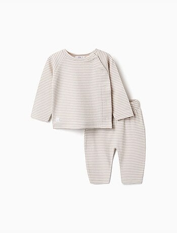Conjunto de camiseta de manga larga y pantalón a rayas