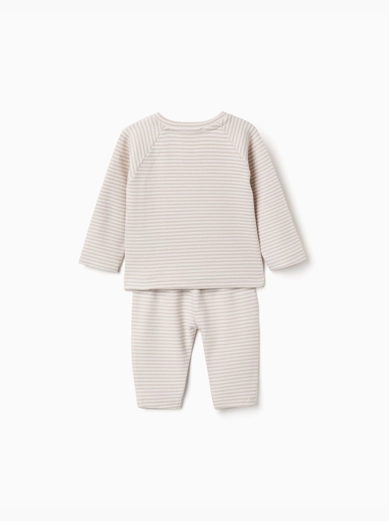 Conjunto de camiseta de manga larga y pantalón a rayas Blanco - Kiabi