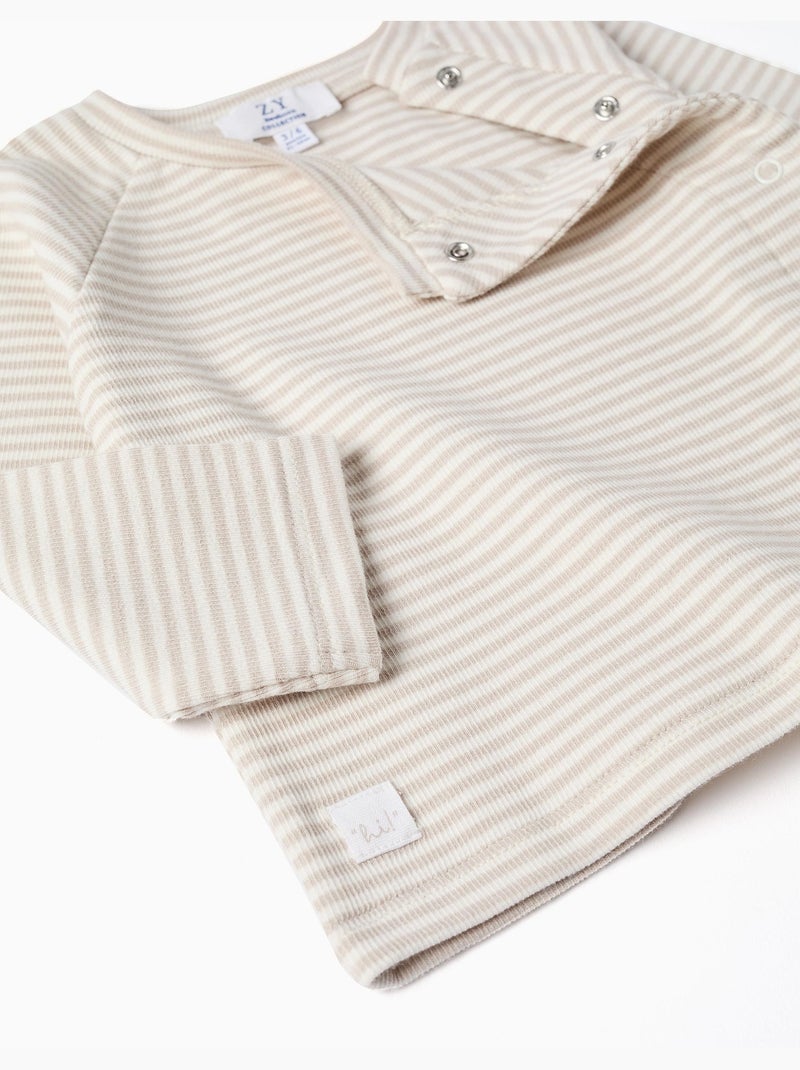 Conjunto de camiseta de manga larga y pantalón a rayas Blanco - Kiabi