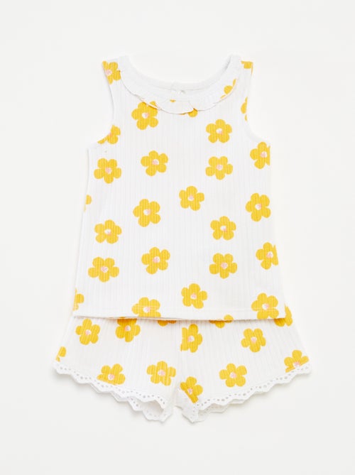 Conjunto de camiseta de tirantes + short de punto de canalé - 2 piezas - Kiabi