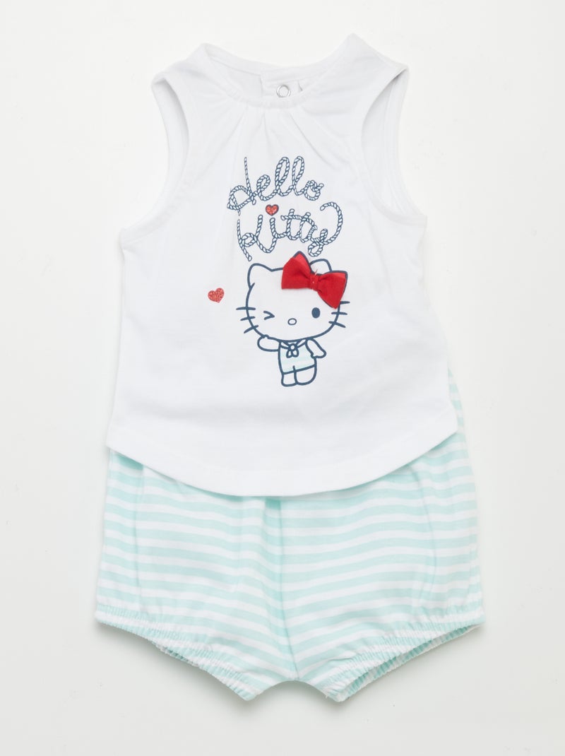 Conjunto de camiseta de tirantes + short 'Hello Kitty' BLANCO - Kiabi