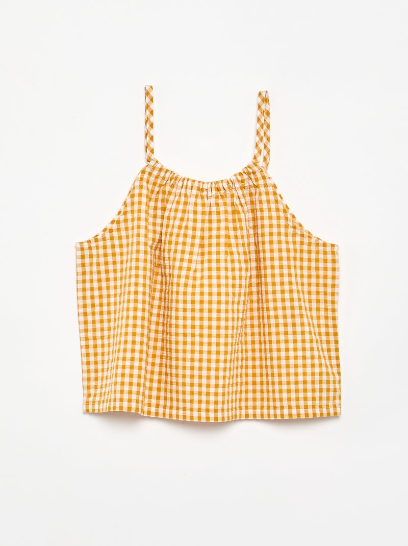 Conjunto de camiseta de tirantes y short con estampado Vichy - 2 piezas Amarillo - Kiabi