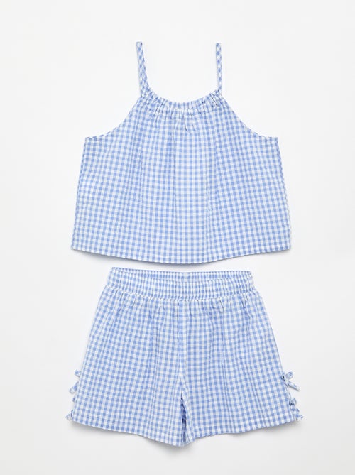 Conjunto de camiseta de tirantes y short con estampado Vichy - 2 piezas - Kiabi