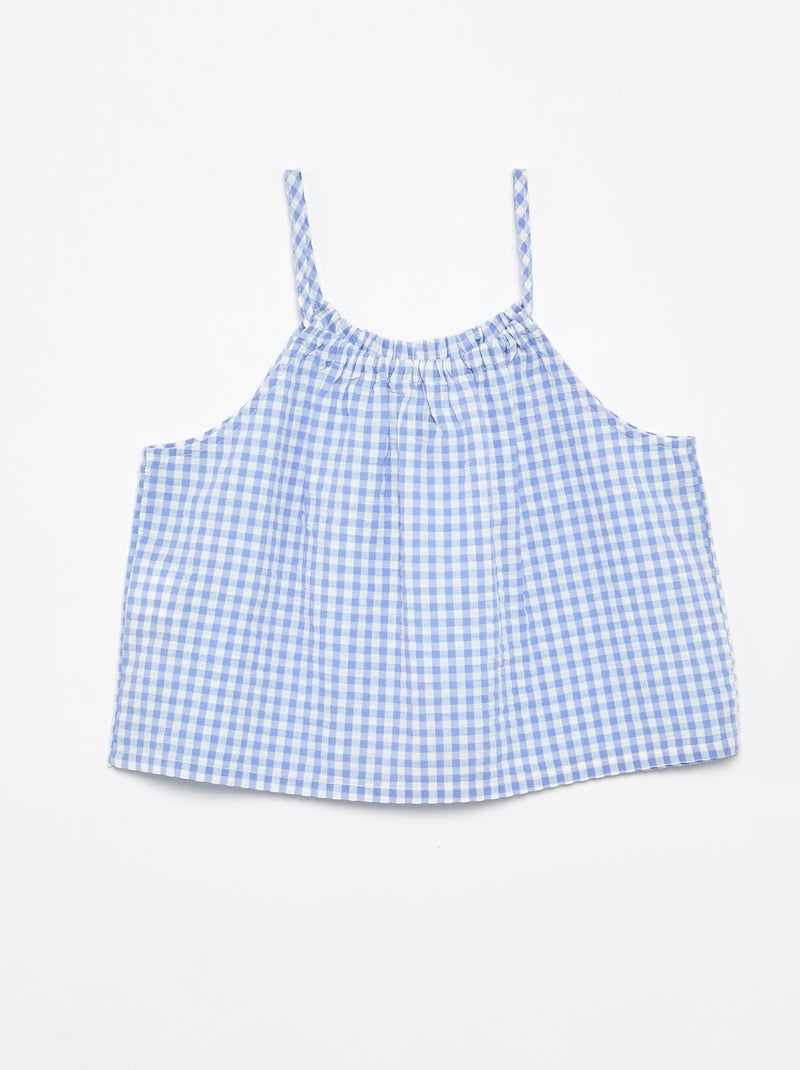 Conjunto de camiseta de tirantes y short con estampado Vichy - 2 piezas Azul - Kiabi