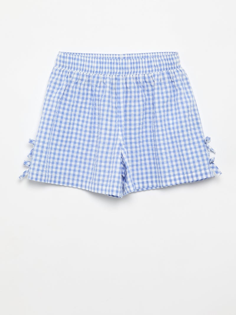 Conjunto de camiseta de tirantes y short con estampado Vichy - 2 piezas Azul - Kiabi
