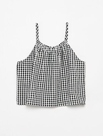 Conjunto de camiseta de tirantes y short con estampado Vichy - 2 piezas