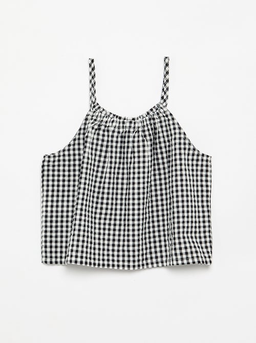 Conjunto de camiseta de tirantes y short con estampado Vichy - 2 piezas - Kiabi