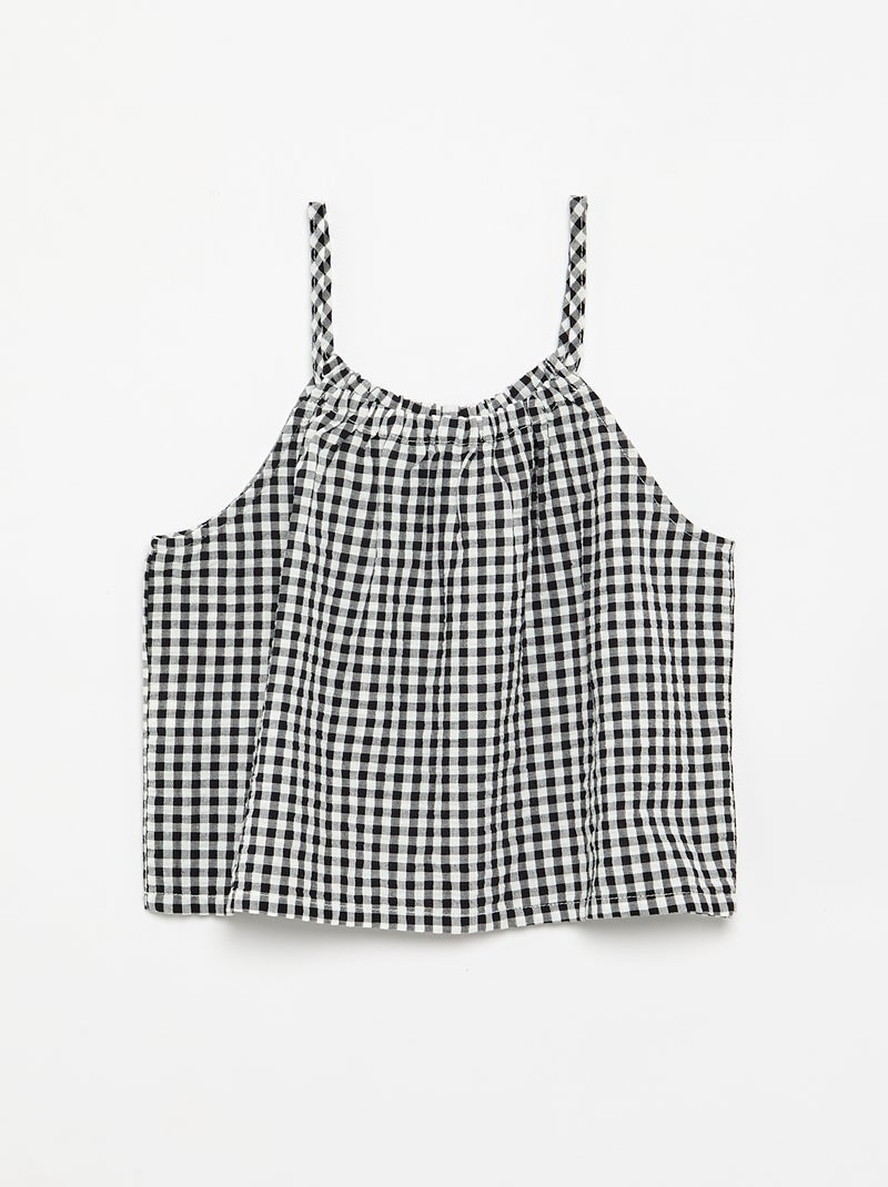 Conjunto de camiseta de tirantes y short con estampado Vichy - 2 piezas Negro - Kiabi