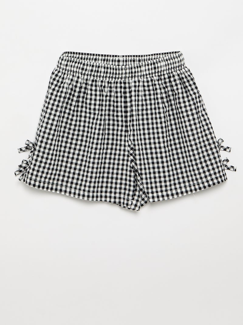 Conjunto de camiseta de tirantes y short con estampado Vichy - 2 piezas Negro - Kiabi