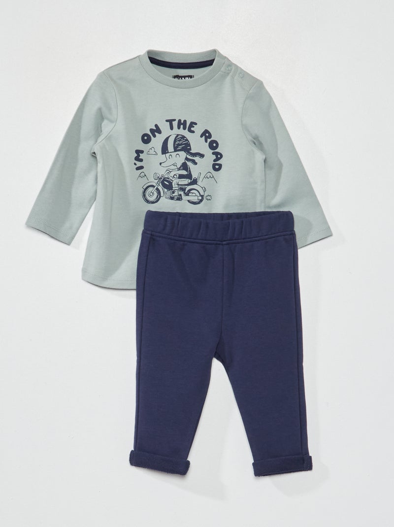 Conjunto de camiseta estampada + pantalón de chándal AZUL - Kiabi