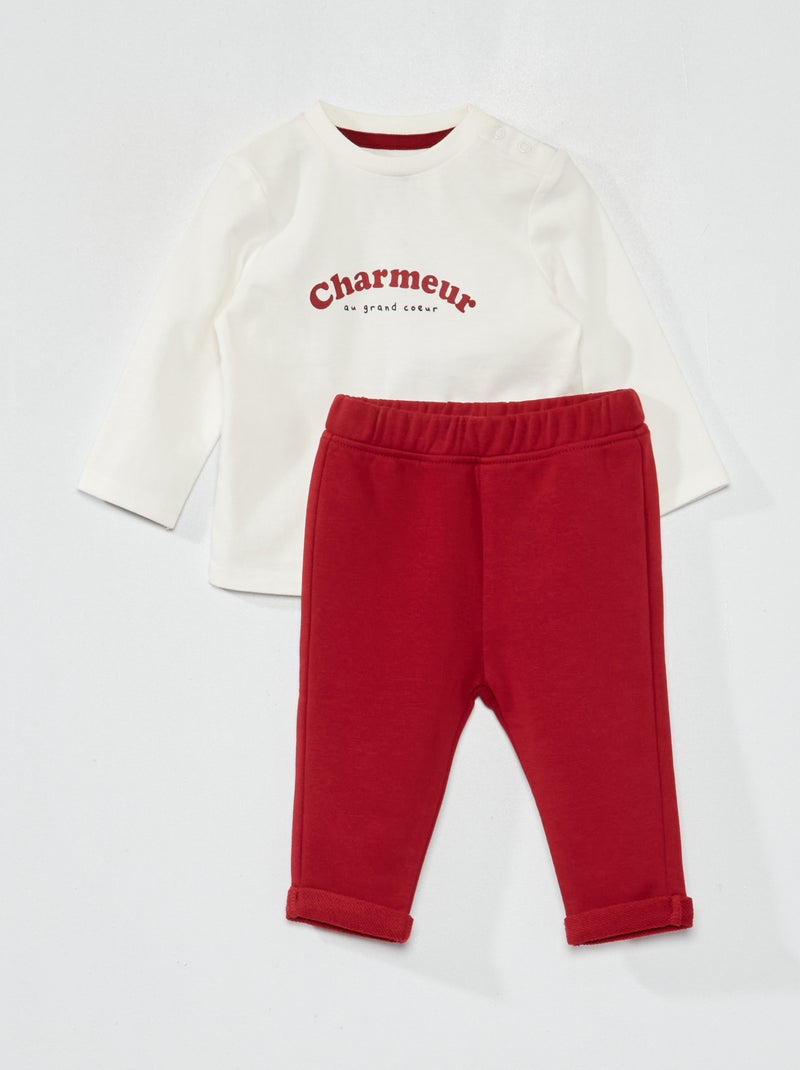 Conjunto de camiseta estampada + pantalón de chándal BLANCO - Kiabi