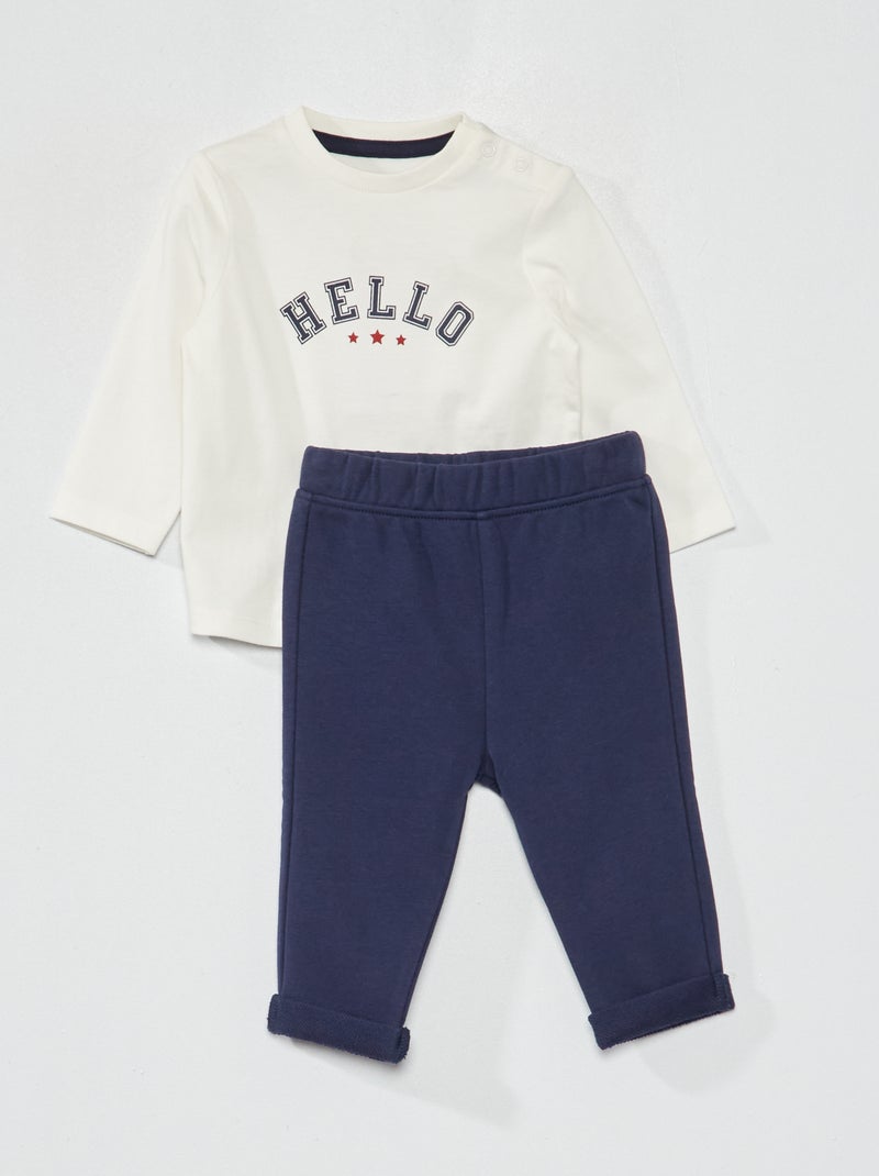 Conjunto de camiseta estampada + pantalón de chándal BLANCO - Kiabi