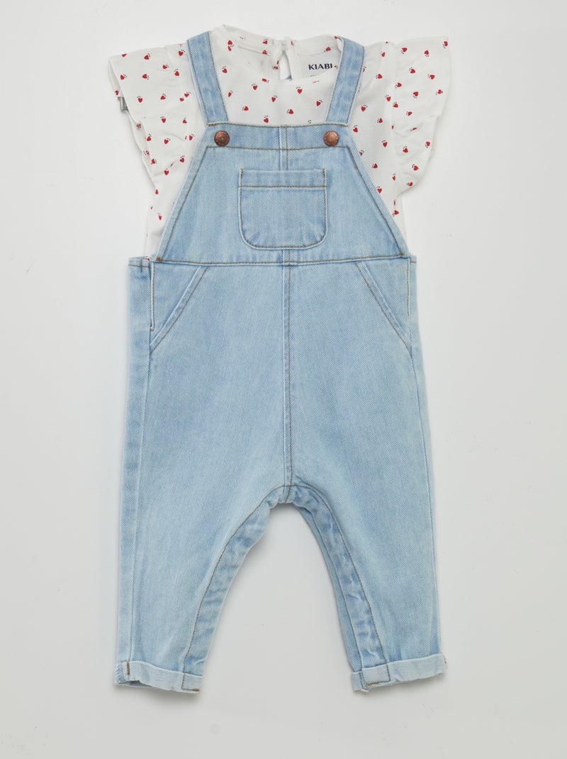 Conjunto de camiseta estampada + peto BLANCO - Kiabi