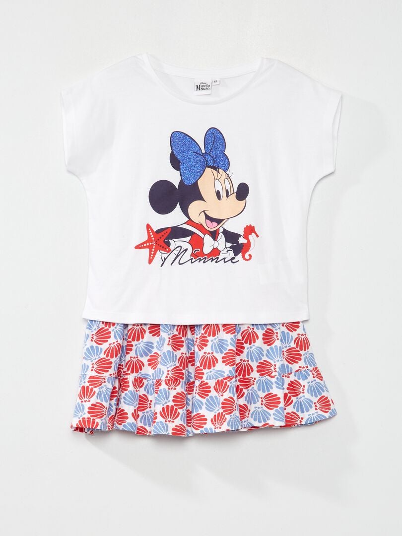 Conjunto de camiseta + falda 'Minnie' 'Disney' blanco - Kiabi